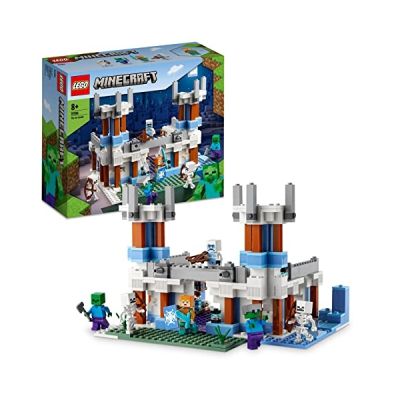 image LEGO 21186 Minecraft Le Château de Glace, Jouet avec Épée en Diamant pour Garçons et Filles de 8 Ans et Plus, avec Figurines de Squelette et Zombie