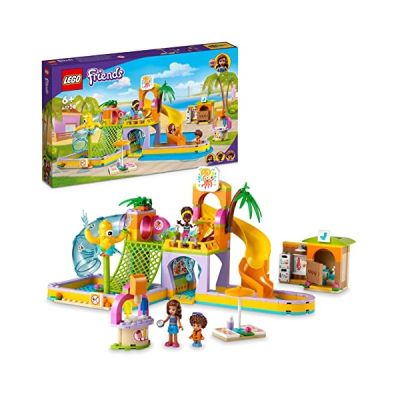 LEGO 41720 Friends Le Parc Aquatique, Jouet d'Été à Construire pour Enfants de 6 Ans, avec Mini-Poupées, Toboggans et Aquarium, Idée Cadeau Anniversaire