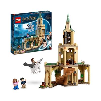 image LEGO 76401 Harry Potter La Cour de Poudlard: Sauvetage Épique de Sirius, Jeu de Construction avec Figurine d'Hippogriffe, Jouet de Château Fort, Balai, Enfants