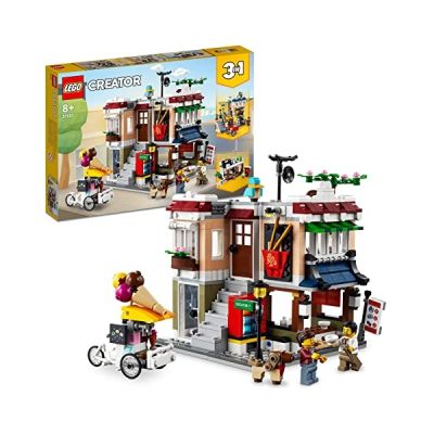 LEGO 31131 Creator 3-en-1 Le Magasin de Nouille du Centre-Ville, Jouet Transformable en Magasin de Cycles, en Kiosque à Journaux ou en Salle d’Arcade