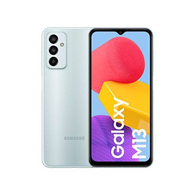 image Samsung Galaxy M13 Téléphone Portable débloqué, Android, Smartphone avec 4 Go de RAM, 64 Go de Stockage, Bleu Clair [Version espagnole]