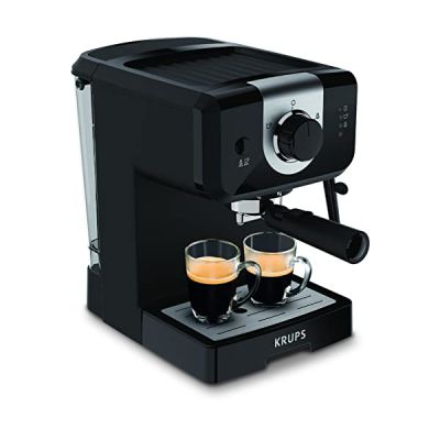 image KRUPS Opio Machine expresso, 2 tasses, Pression 15 bars, Buse vapeur pour Cappuccinos et eau Chaude, Noire XP320810