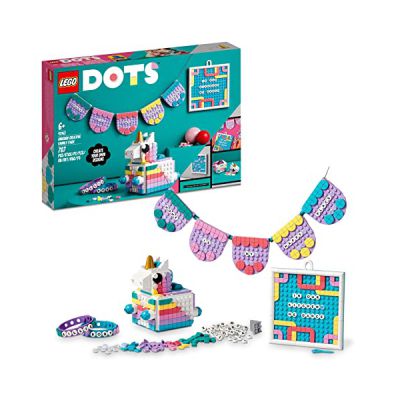 LEGO 41962 DOTS Le Kit Créatif Familial Licorne, Activité Manuelle 5-en-1, Tableau à Lettres, Vide-Poche, Jouet Filles et Garçons, Cadeau Personnalisable