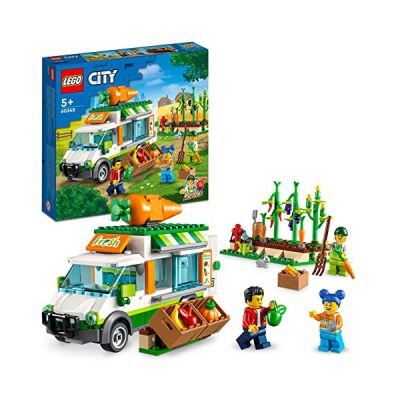 image LEGO 60345 City Le Camion de Marché des Fermiers, Jouet de la Ferme avec Un Van Food Truck et Stand de Nourriture, pour Enfant de 5 Ans