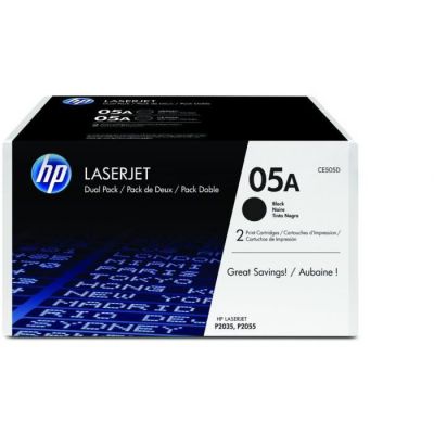 HP 05A pack de 2 Toners LaserJet Noirs Authentiques (CE505D)