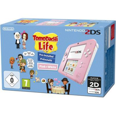 image Console Nintendo 2DS Rose / Blanc avec Jeu Tomodachi Life Préinstallé