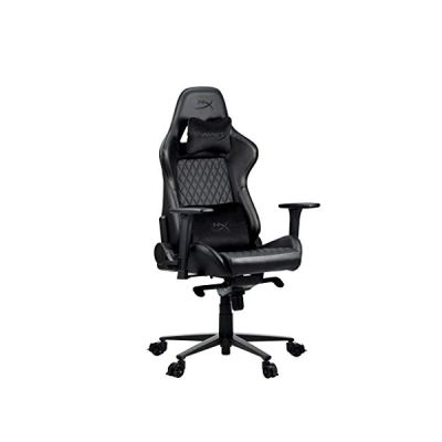 image Chaise gaming HyperX Jet Black - Chaise de bureau ergonomique inclinable, support lombaire, cuir PU - Coussin à mémoire de forme