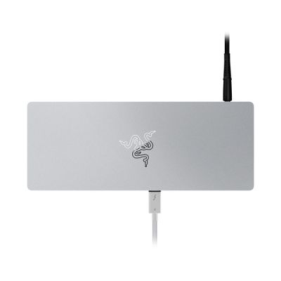 image Razer Thunderbolt 4 Dock (Mercury) - Hub premium avec éclairage RGB pour Windows et Mac (10 ports en un, sortie sur deux écrans 4K ou un écran 8K) Blanc