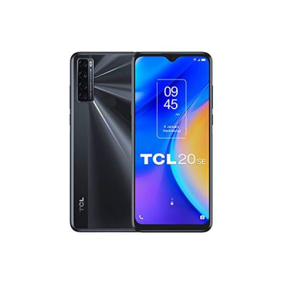 image Téléphone portable TCL 10 SE avec design noir, écran HD + de 6,82 pouces, 1640 x 720 pixels, 4G, interface utilisateur Android 11