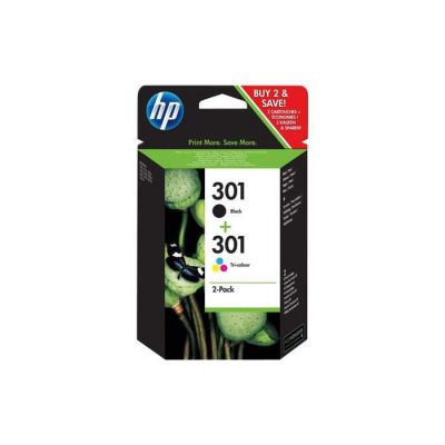 image HP 301 pack de 3 cartouches d'encre, 2 Noires et 1 Trois Couleurs (Cyan, Magenta, Jaune) Authentiques (E5Y87EE) pour imprimantes HP DeskJet, HP ENVY et HP OfficeJet
