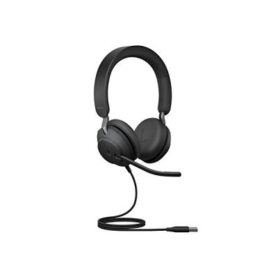 image Jabra Evolve2 40 PC Headset – Noise Cancelling Microsoft Teams Certified Stereo Headphones With 3-Microphone Call Technology – USB-A Cable – Black