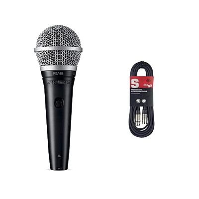 image Shure PGA48 Microphone Dynamique - Microphone à Main pour Voix avec Configuration de Prise de Son Cardioïde, Interrupteur Marche/Arrêt Discret, Câble XLR à XLR de 15 Pieds (Pga48-Xlr-E)