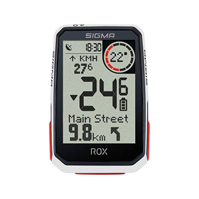 image Sigma ROX 4.0 White HR Set Ordinateur De Vélo sans Fil, avec GPS Et Navigation, avec Cardiofréquencemètre, Navigation De Plein Air par GPS avec Mesure D’Altitude, Blanc