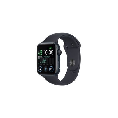 image Apple Watch SE (2ᵉ génération) (GPS, 44mm) Montre connectée - Boîtier en Aluminium Minuit, Bracelet Sport Minuit - Regular. Suivi de la Forme Physique et du Sommeil, détection des Accidents