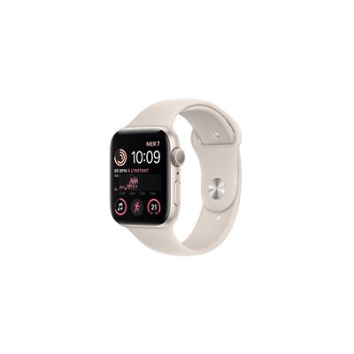 image Apple Watch SE (2ᵉ génération) (GPS, 44mm) Montre connectée - Boîtier en Aluminium lumière stellaire, Bracelet Sport lumière stellaire - Regular. Suivi de la Forme Physique et du Sommeil