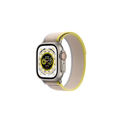 image Apple Watch Ultra (GPS + Cellular, 49mm) Montre connectée - Boîtier en Titane avec Boucle Trail Jaune/Beige - S/M. Suivi de l’activité Physique, GPS Haute précision,autonomie Extra-Longue durée