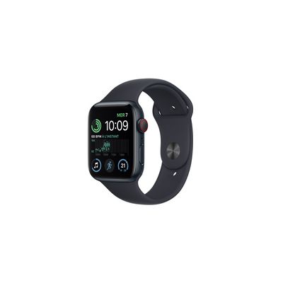 image Apple Watch SE (2ᵉ génération) (GPS + Cellular, 44mm) Montre connectée, Boîtier en Aluminium Minuit, Bracelet Sport Minuit - Regular. Suivi de la Forme Physique et du Sommeil, détection des Accidents