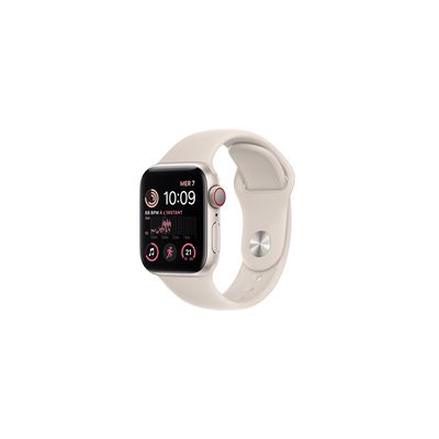 image Apple Watch SE (2ᵉ génération) (GPS + Cellular, 40mm) Montre connectée - Boîtier en Aluminium lumière stellaire, Bracelet Sport lumière stellaire - Regular. Suivi de la Forme Physique et du Sommeil