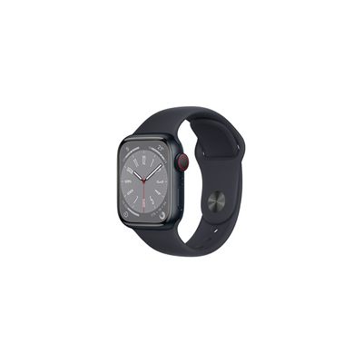 image Apple Watch Series 8 GPS + Cellular, Boîtier en Aluminium Minuit de 41 mm, Bracelet Sport Minuit - Regular