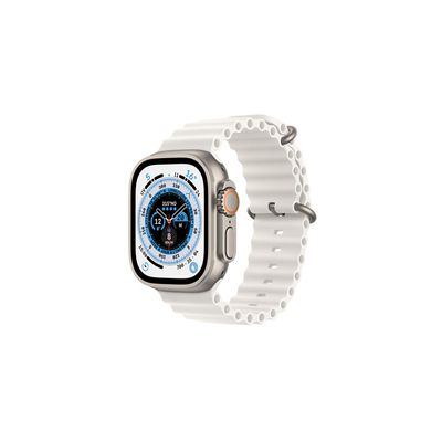 image Apple Watch Ultra (GPS + Cellular, 49mm) Montre connectée - Boîtier en Titane avec Bracelet Océan Blanc. Suivi de l’activité Physique, GPS Haute précision,autonomie Extra-Longue durée
