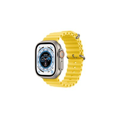 image Apple Watch Ultra (GPS + Cellular, 49mm) Montre connectée - Boîtier en Titane avec Bracelet Océan Jaune. Suivi de l’activité Physique, GPS Haute précision,autonomie Extra-Longue durée