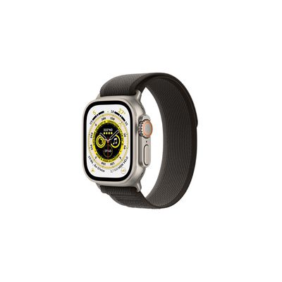 image Apple Watch Ultra (GPS + Cellular, 49mm) Montre connectée - Boîtier en Titane avec Boucle Trail Noir/Gris - S/M. Suivi de l’activité Physique, GPS Haute précision,autonomie Extra-Longue durée