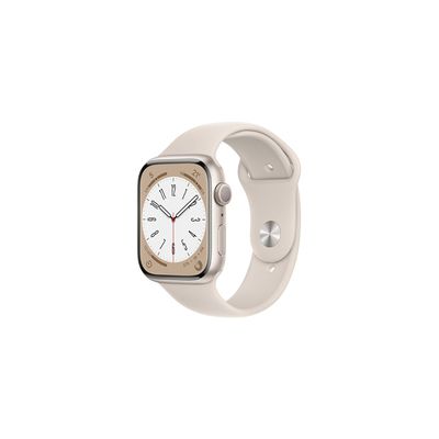 image Apple Watch Series 8 GPS, Boîtier en Aluminium lumière stellaire de 45 mm, Bracelet Sport lumière stellaire - Regular