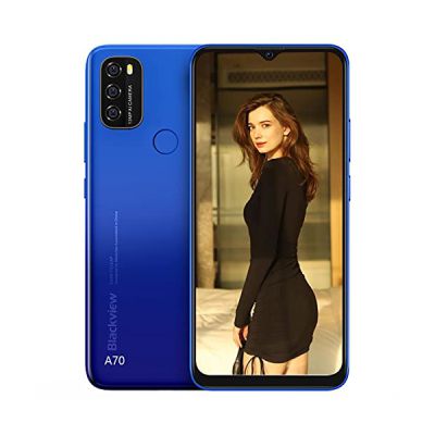 image Blackview Android 11 Smartphone, A70 Téléphone Portable Pas Cher 5380mAh Batterie. Octa Core 3 GB RAM + 32 GB ROM. 6.517" Écran Full HD. Téléphone Portable avec Appareil Photo 5MP + 13MP Bleu