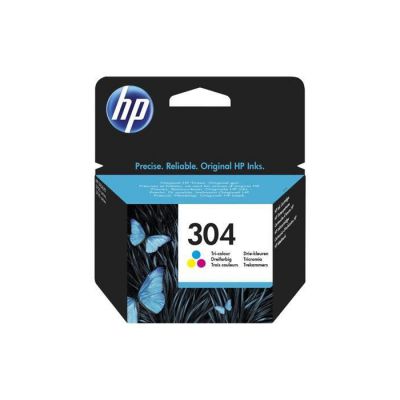 image HP 304 cartouche d'encre Trois Couleurs (Cyan, Magenta, Jaune) Authentique (N9K05AE) pour imprimantes HP DeskJet et HP ENVY