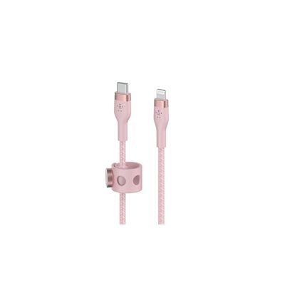 image Belkin Câble à gaine tressée USB-C vers Lightning BoostCharge Pro Flex (1 m), certifié MFi (20 W), recharge Power Delivery - rose