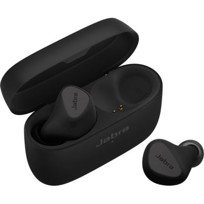 image Jabra Elite 5 True Wireless - Écouteurs sans fil Bluetooth intra-auriculaires pour iPhone - ANC hybride, 6 micros intégrés, haut-parleurs 6 mm, discrets et ergonomiques -Titanium Black