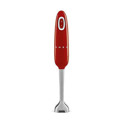 image Smeg, Mixeur Plongeant HBF11RDEU, Fonction Turbo et Système de Coupe Flowblend, avec Poignée Antidérapante, Range Cordon Intégré, Accessoires Non Inclus, Puissance 700W, Rouge