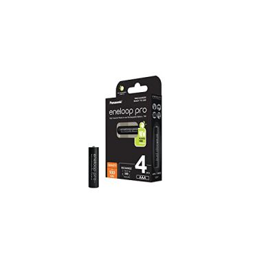 image eneloop Pro, Piles Rechargeables AAA/Micro, Lot de 4, capacité de Min. 930 mAh, Piles Ni-MH, prêt à l'emploi, Rechargeables jusqu'à 500 Fois, Emballage sans Plastique, Pro, Noires