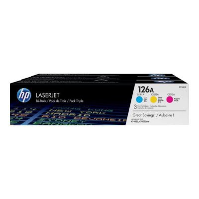 HP 126A CF341A pack de 3, toners d'origine, imprimantes HP LaserJet Pro, cyan, magenta, jaune