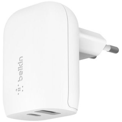 image Belkin Chargeur secteur à deux ports USB-C PPS PD 37 W Et 25 W et port USB-A de 12 W pour Samsung Galaxy S23, S22, Ultra, Plus, Note 20, iPhone 14, iPhone 13, iPhone 12 et autres