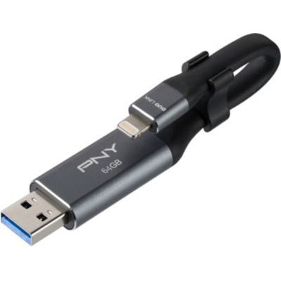 image PNY P-FDI64GLA02GC-RB Clé USB 3.0 Gris Métallisé 64 Go