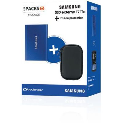 image Disque dur SSD externe SAMSUNG Pack T7 1To bleu + Etui
