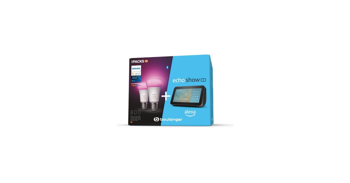 Comparer les prix Ampoule connectée PHILIPS Hue E27 W&C X2+AMAZON