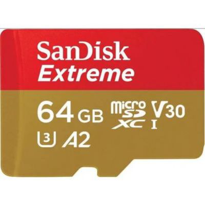 image SANDISK - CARDS Extreme Plus MICROSDXC 64GB+SD Adapter 200MB/S 90MB/S A2 C10 V3