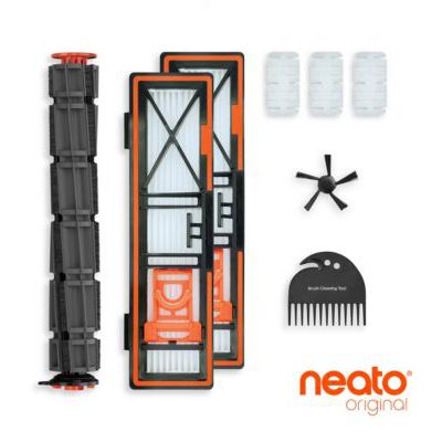 image Neato Robotics Ultimate Pet Kit - Comprend Une Brosse pour Animaux, 2 filtres HEPA (efficaces à 99,97%), 3 dosettes de Parfum, 1 démarrage, latérale et Outil Nettoyage, Noir, Taille Unique