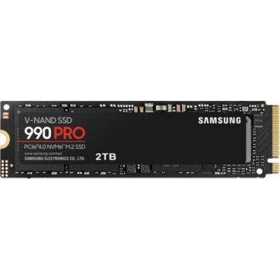 image Samsung SSD 990 Pro NVMe M.2 Pcle 4.0, SSD Interne, Capacité 2 To, Vitesse de lecture jusqu'à 7 450 Mo/s, Gestion Intelligente de la Chaleur avec Revêtement en Nickel, MZ-V9P2T0BW