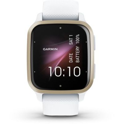 image Garmin Venu Sq 2 - Montre connectée GPS Multisports avec écran AMOLED et Suivi santé - Cream Gold avec Bracelet Blanc - Boîtier 40 mm