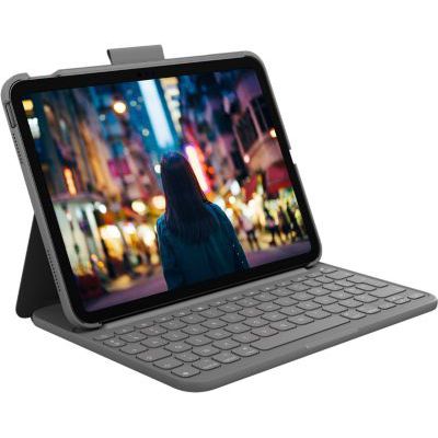 image Logitech Slim Folio Étui Clavier pour iPad (10e génération) avec Clavier Sans Fil Intégré - Clavier Français AZERTY-Layout - Gris