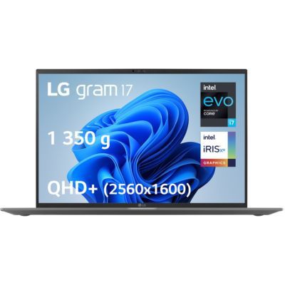 image LG Gram 17Z90Q-G.AA79F - PC Portable 17" 1.3kg, écran IPS 2560x1600 Format 16:10, Intel® Evo™ i7, RAM 16Go, SSD 1To NVMe, Iris®XE Graphics, Thunderbolt™ 4, Windows 11 Home, Clavier AZERTY, Gris
