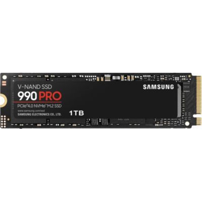 image Samsung SSD 990 Pro NVMe M.2 Pcle 4.0, SSD Interne, Capacité 1 To, Vitesse de lecture jusqu'à 7 450 Mo/s, Gestion Intelligente de la Chaleur avec Revêtement en Nickel, MZ-V9P1T0BW