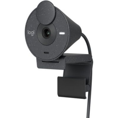 image Logitech Brio 300 Webcam Streaming Full HD avec confidentialité, micro à réduction de bruit, USB-C, Certifié pour Zoom, Microsoft Teams, Google Meet, Correction automatique de l’éclairage - Graphite