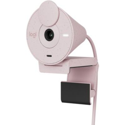 image Logitech Brio 300 Webcam Streaming Full HD avec confidentialité, micro à réduction de bruit, USB-C, Certifié pour Zoom, Microsoft Teams, Google Meet, Correction automatique de l’éclairage - Rose