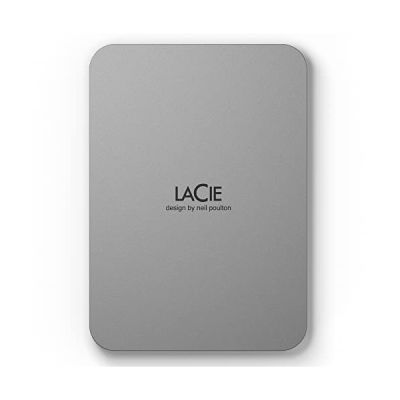 image LaCie Mobile Drive, 2 To, disque dur externe portable - Moon Silver, USB-C 3.2, pour PC et Mac, en matériaux recyclés, avec abonnement à toutes les applications Adobe et Services Rescue (STLP2000400)