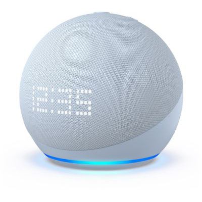 image Echo Dot avec horloge (5e génération, modèle 2022) | Enceinte connectée Bluetooth et Wi-Fi au son puissant encore plus imposant, avec horloge et Alexa | Bleu-gris