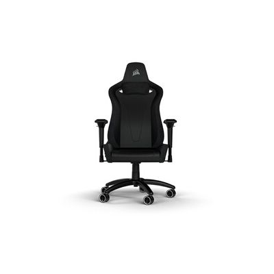 image Corsair TC200 Leatherette Fauteuil Gaming, Forme Standard (Soutien Durable, Revêtement en Cuir Synthétique Rembourré, Support Lombaire en Mousse Intégré, Accoudoirs 4D) Noir/Noir